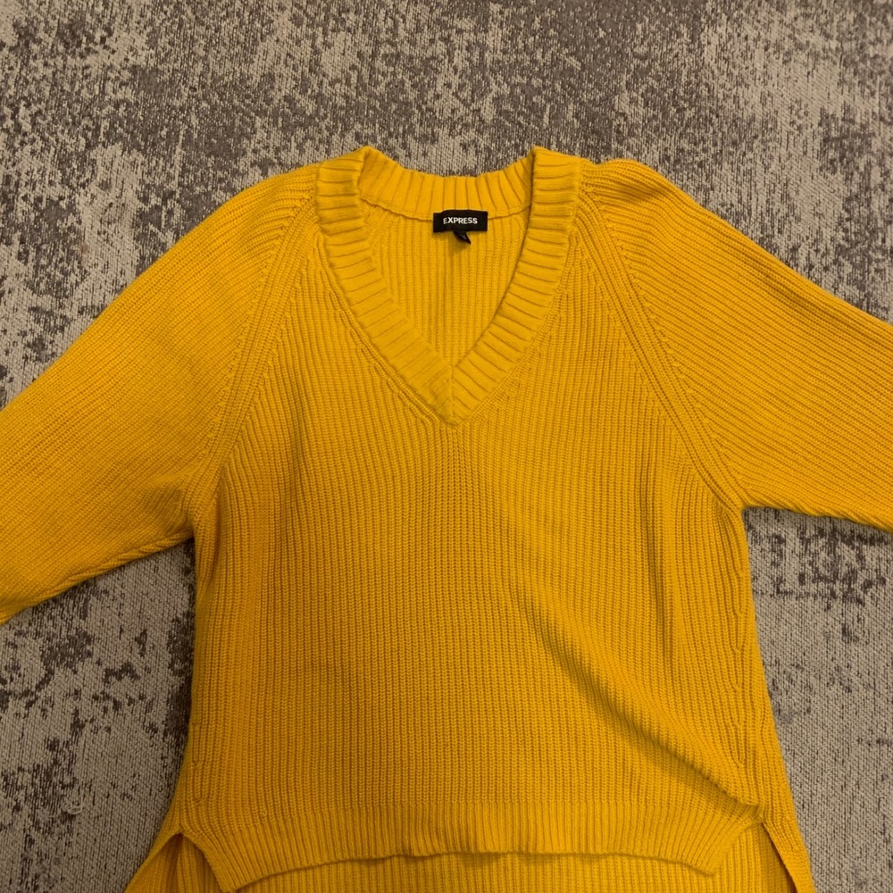 Express yellow V neck over sized sweater